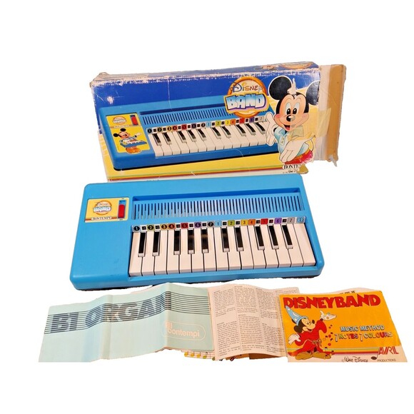 VTG DISNEY BAND MICKEY MOUSE REED ORGAN 7 NOTE BONTEMPI MADE ITALY 80s Keybaord - Picture 1 of 16